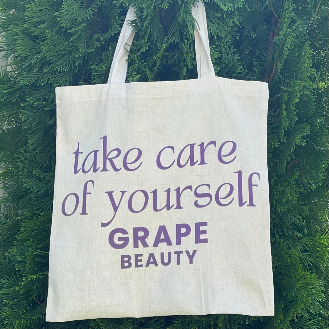 #TakeCareOfYourself Grape Beauty Tote Bag