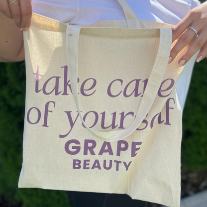 #TakeCareOfYourself Grape Beauty Tote Bag
